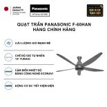 [PRE-ORDER - SẴN HÀNG MIỀN NAM] Quạt trần Panasonic F-60HAN 5 Cánh Động Cơ DC - Lưu Lượng Gió Mạnh Mẽ, Gió Tự Nhiên 1/f Yuragi, ECONAVI Tiết Kiệm Điện