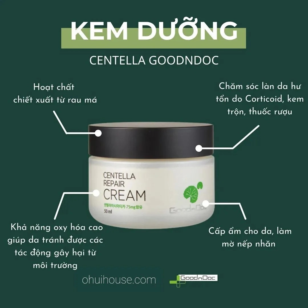 Imports-cream pennywort goodndoc Centella Repair Cream moisturizing repair reduction intensive lightening brightening anti aging skin-duocmyphamdran - 3