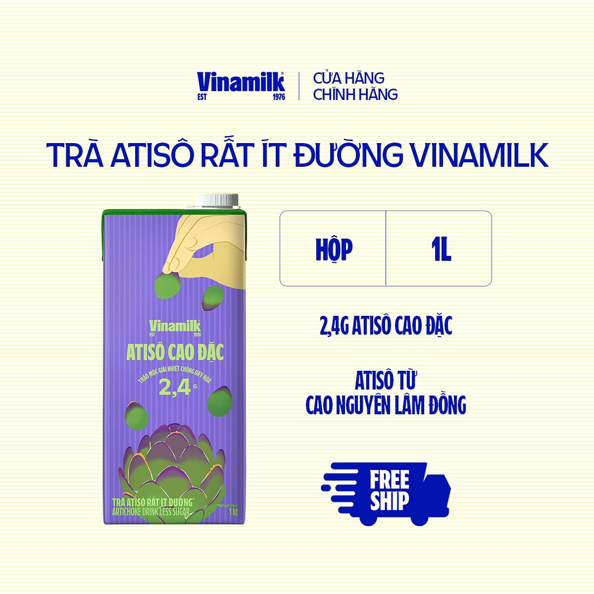 Trà Atiso It Đường Vinamilk - 2 Hộp giấy 1L