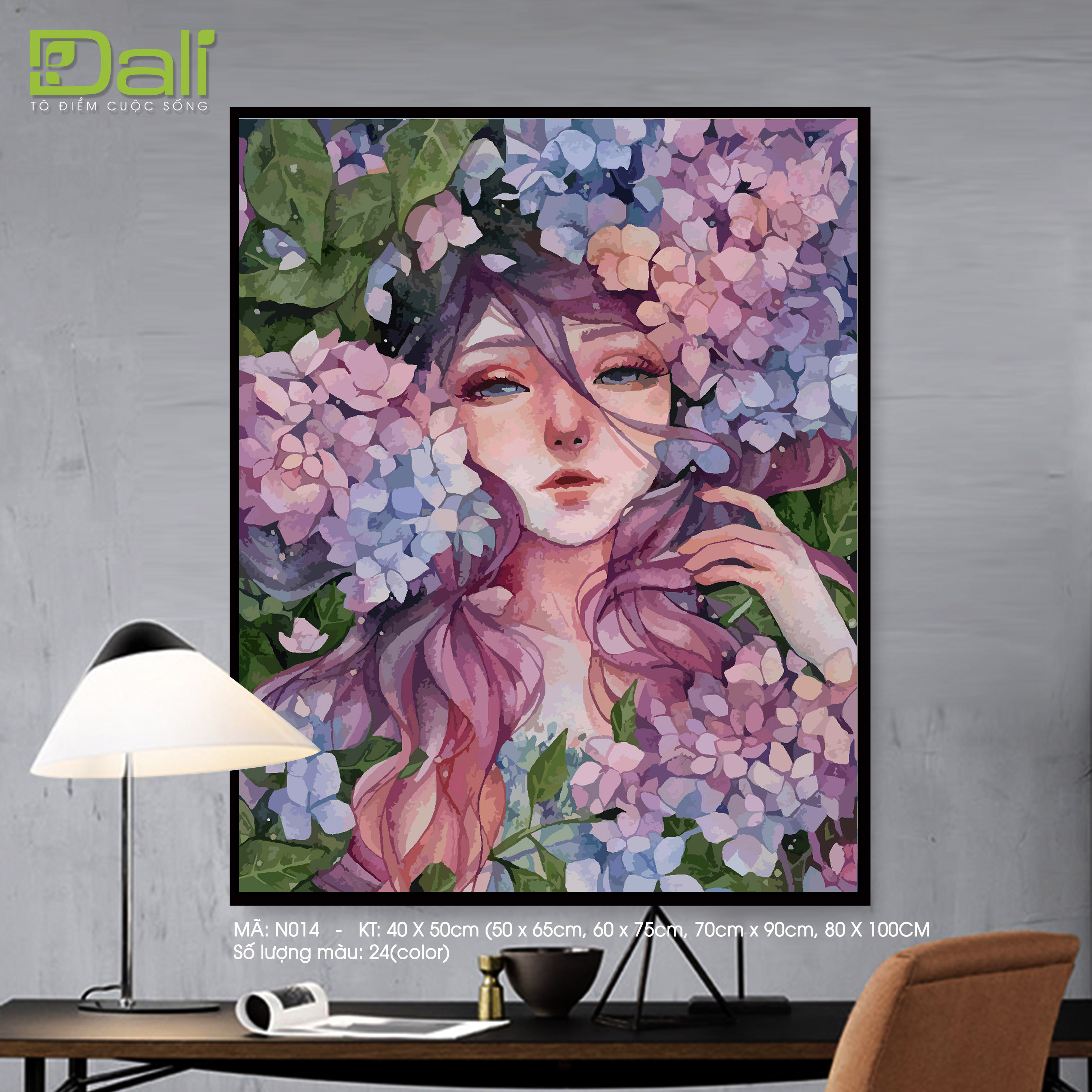 Tranh treo tường tự tô màu số hóa DALI Tranh Nàng thơ N014