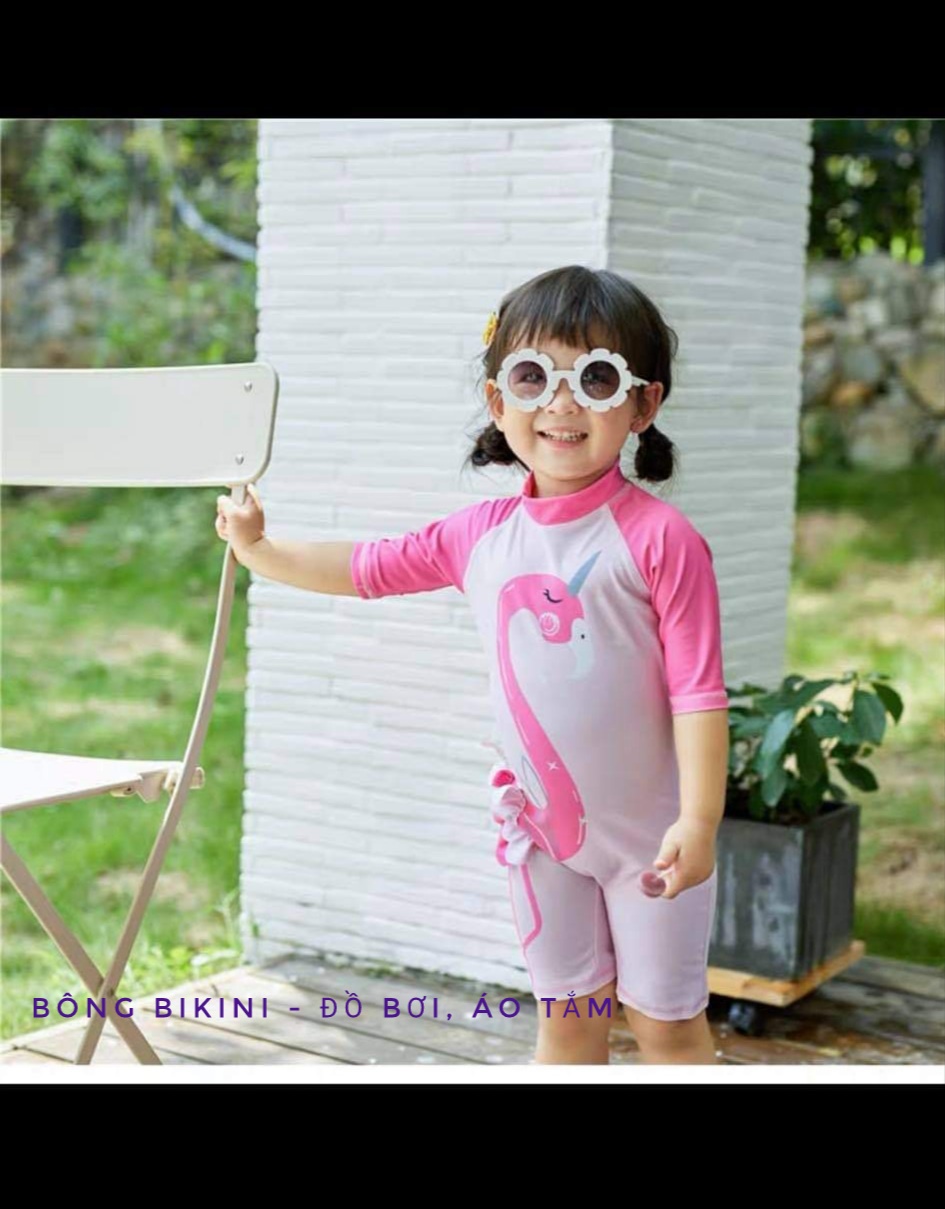 Đồ bơi Kid 1 Mảnh Liền Hồng Hạc, đồ bơi bé gái, đồ bơi hồng dễ thương, đồ bơi cho bé từ 9Kg đến 25Kg