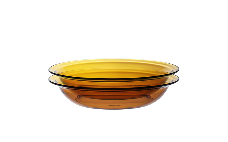 Bộ 2 Dĩa thủ D3018D Duralex - Lys vàng Amber 28cm Thủy tinh cường lực cao cấp Pháp