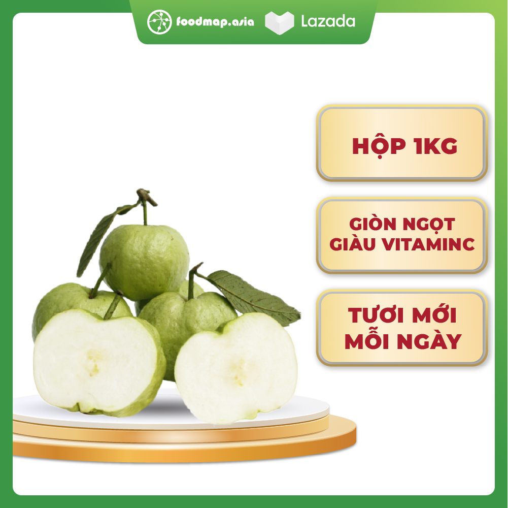 Ổi Nữ Hoàng Giòn Ngọt, Giàu VitaminC - Hộp 1kg - Foodmap Fruits