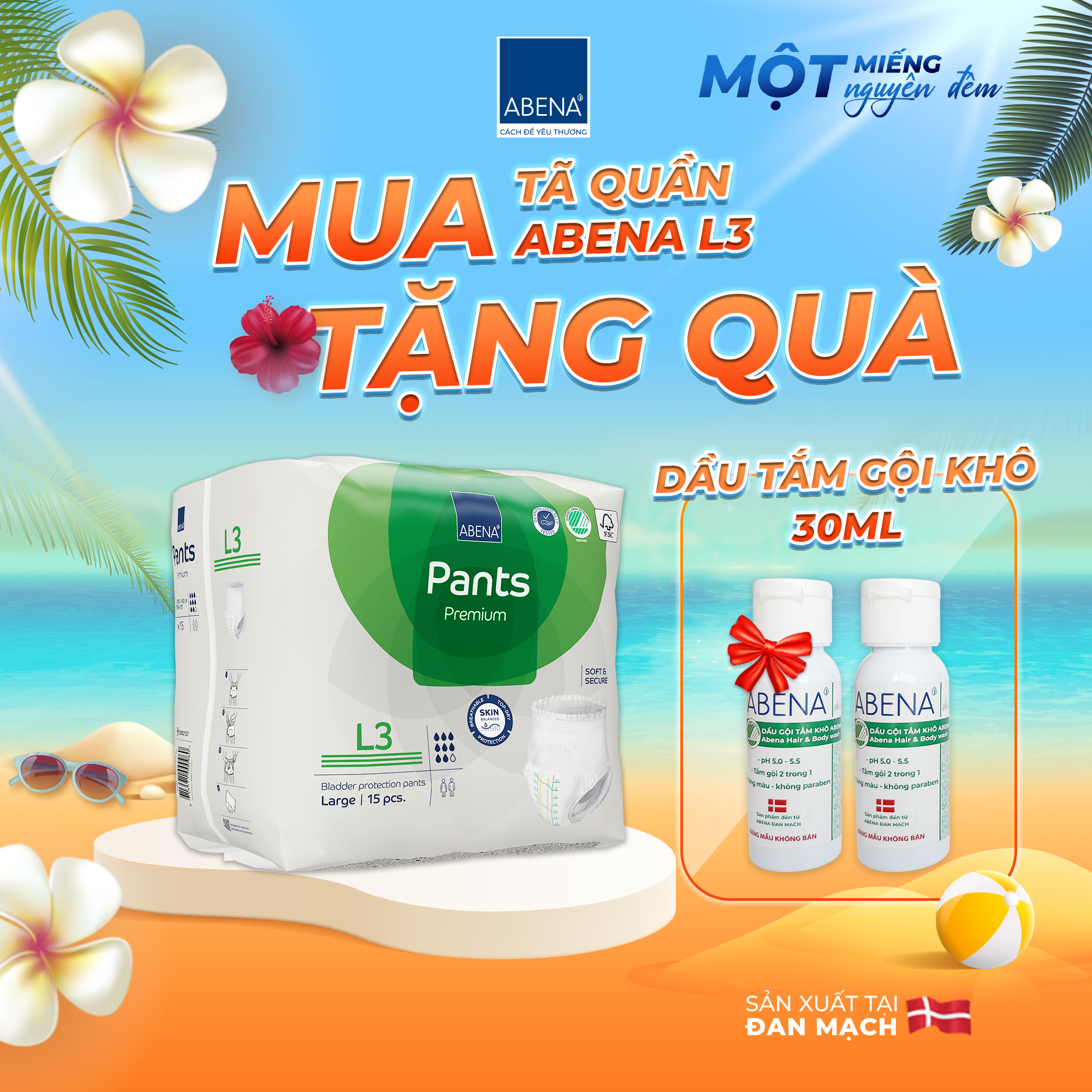 Tã quần người lớn Abena Pants Premium L3 thấm hút 2.400ml Gói 15 miếng - Nhâp khẩu Đan Mạch