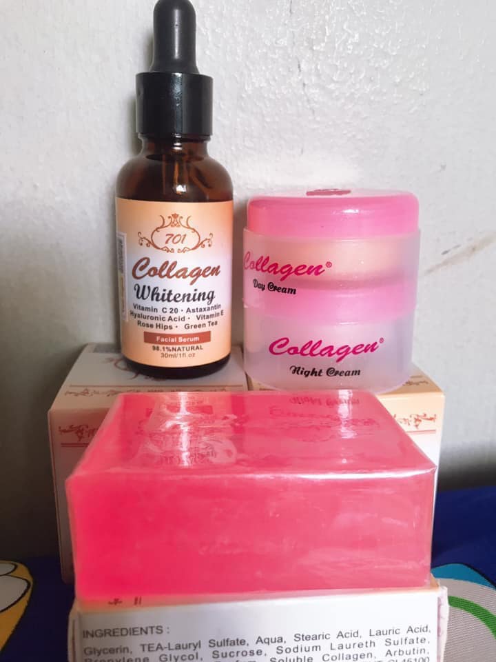 Combo kem ngày đêm và serum Collagen plus vit E tặng kèm soad rửa mặt