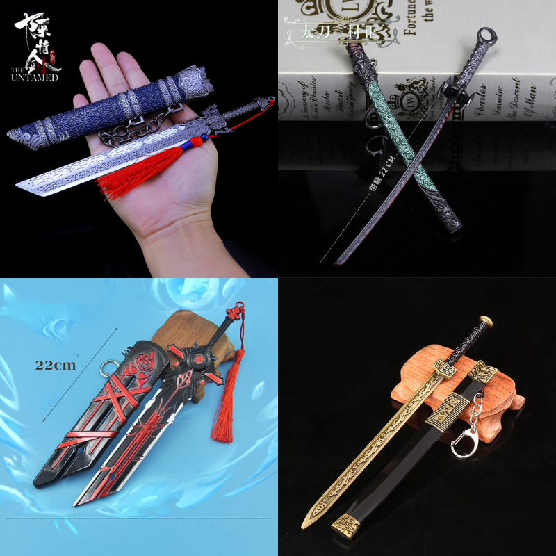[Hàng Hiếm] 1 Mô Hình Katana + các mẫu kiế.m 18 - 22cm genshin impact Samurai Zoro one piece móc khóa trưng bày bàn làm việc góc học tập