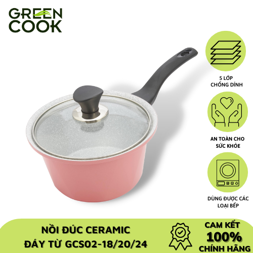 Nồi đúc ceramic vân đá đáy từ 18cm Green Cook GCS02-18IH
