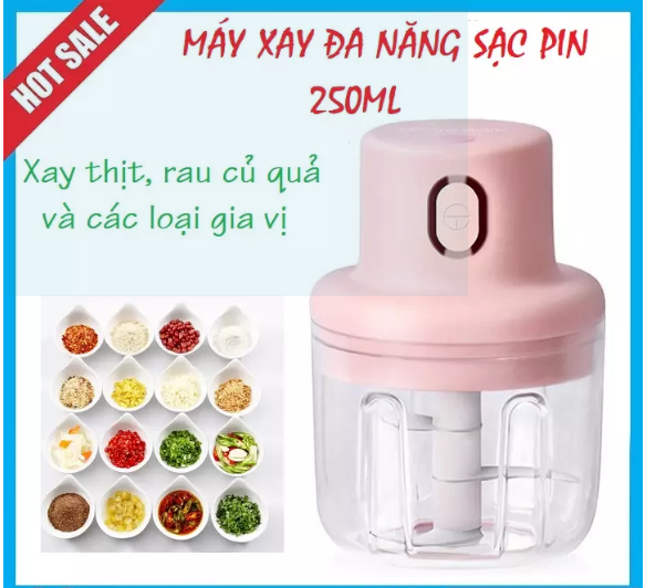 Máy xay tỏi ớt bằng điện mini, máy xay rau củ thịt mini cho nhà bếp