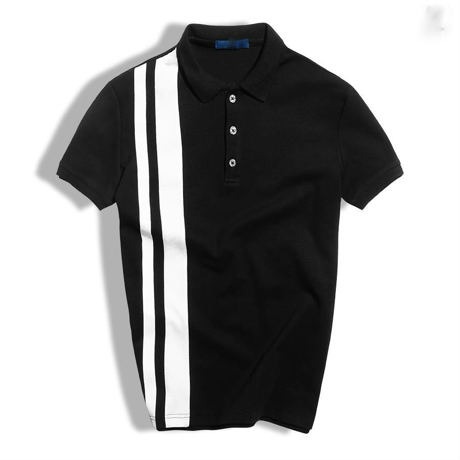 ÁO THUN NAM CỔ TRỤ VIỀN HAI SỌC TRẮNG ĐEN NAM TÍNH