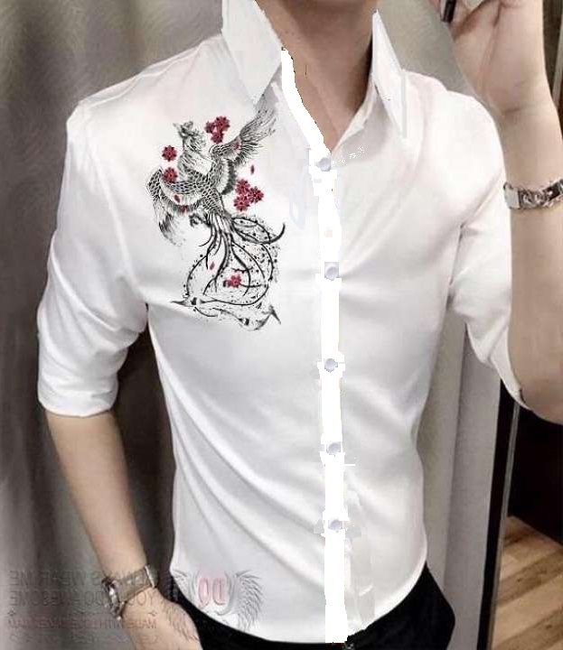 ÁO SƠ MI NAM TRẮNG IN HÌNH CHIM VẢI MỀM MỊN MÁT, SIZE M-6XL TỪ 40-90KG