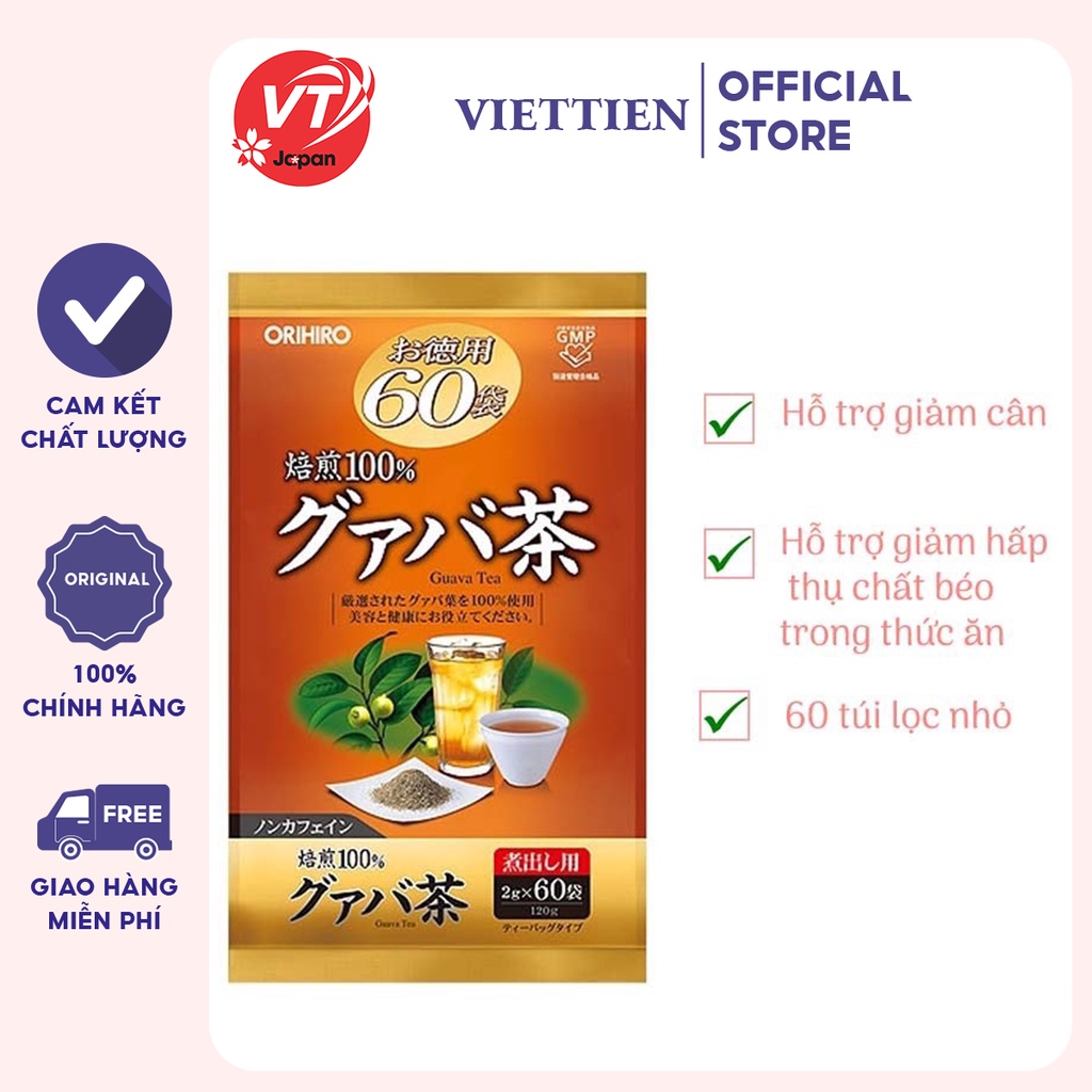 Trà ổi giảm cân orihiro nhật bản gói 60 túi lọc