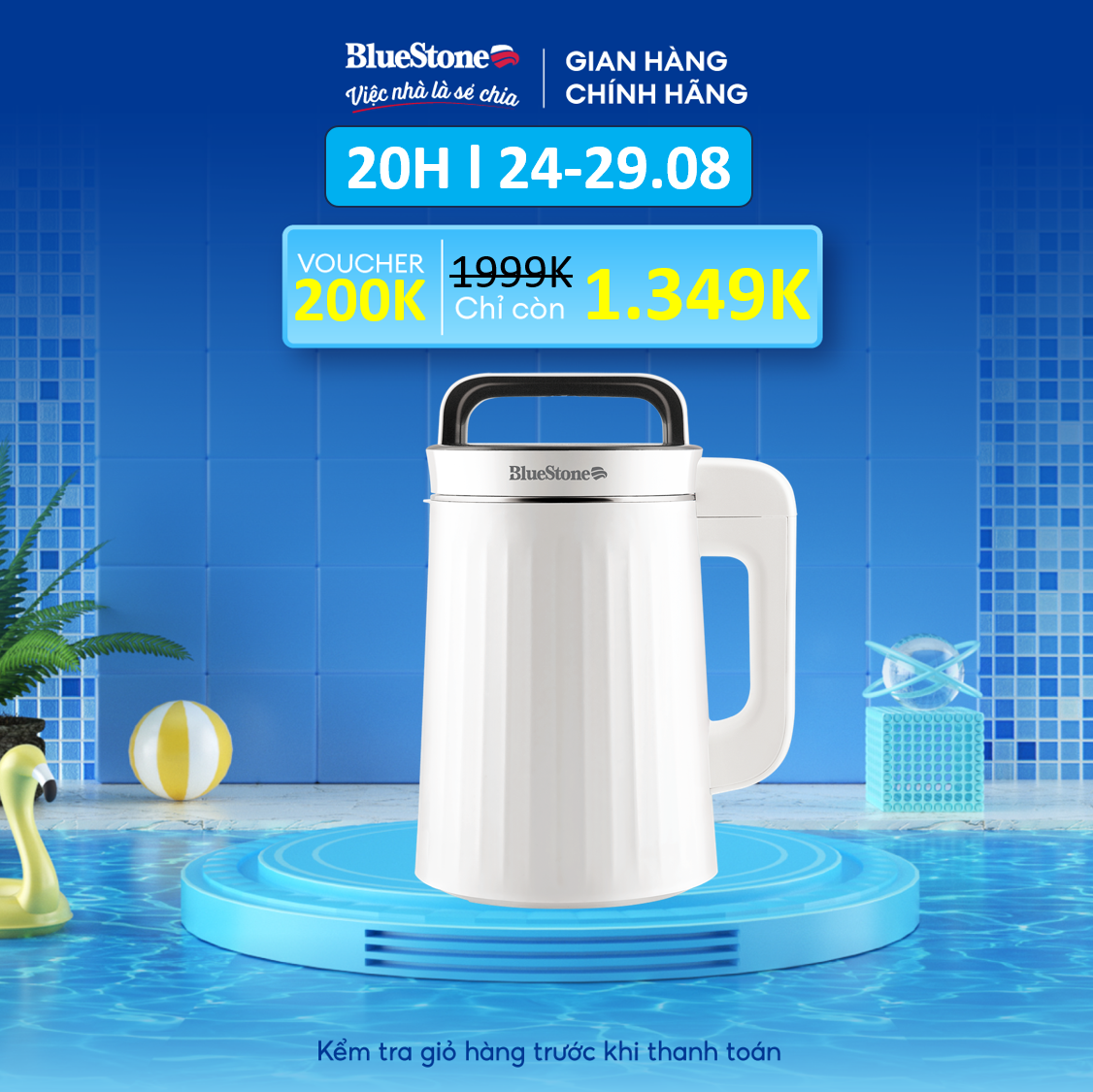 Máy Xay Nấu Và Làm Sữa Hạt Đa Năng Bluestone SMB-7329 - Dung tích 1.3L - Công suất 1000W - Bảo hành 2 năm - Hàng chính hãng