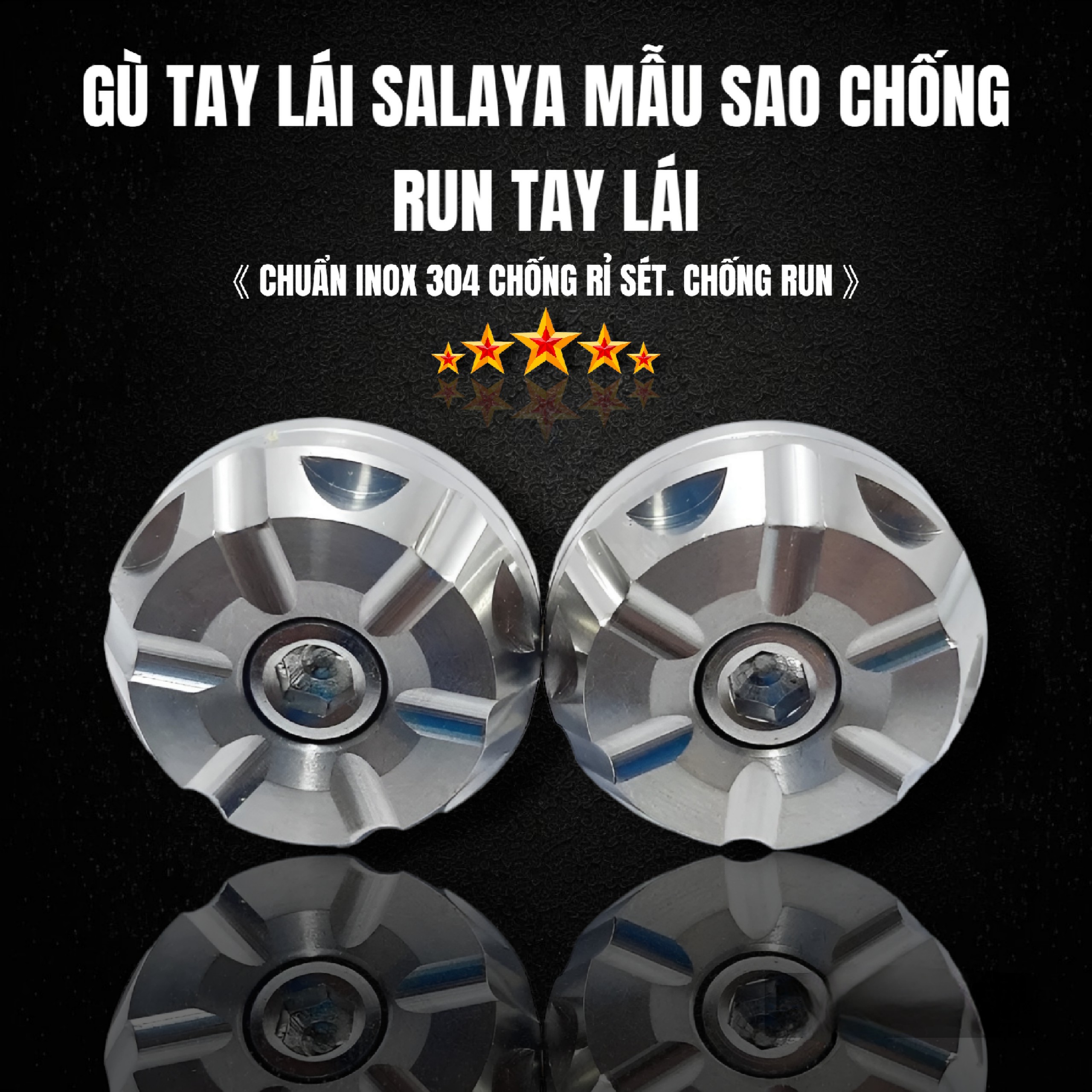 Gù tay lái, gù salaya chuẩn inox 304 không gỉ dùng gắn cho gù tay lái mọi loại xe máy vừa chống rung vừa làm kiểng, tay lái inox, gù, gud tay lái , cục gù tay lái, cuc gu tay lai, gu tay lai