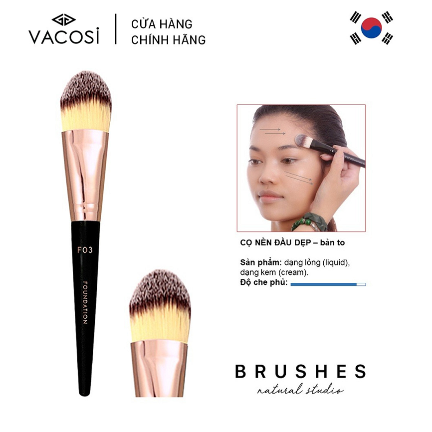 Vacosi Cọ Nền Đầu Dẹp Nhỏ Foundation Brush F06