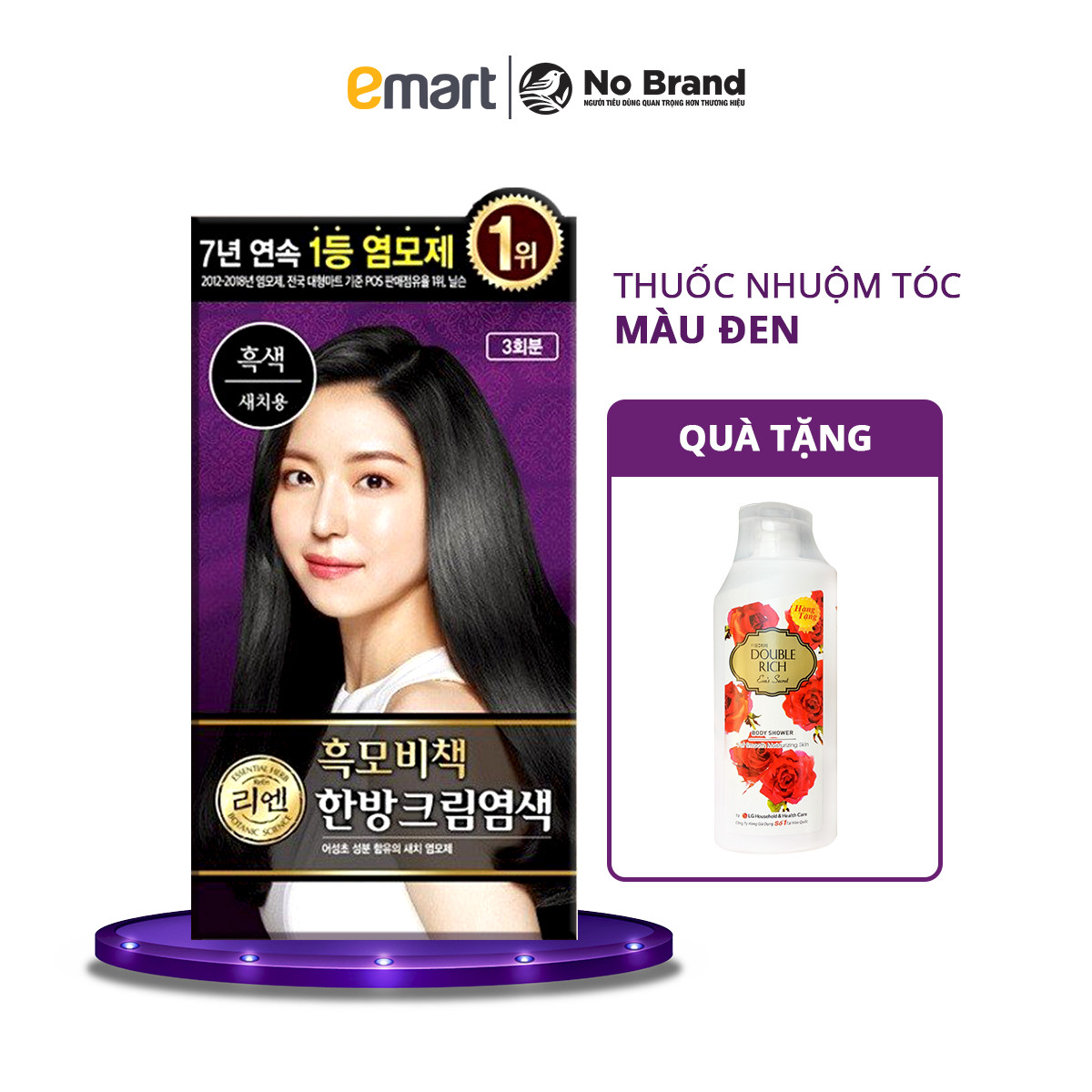 Thuốc nhuộm phủ bạc reen thành phần thảo mộc tiện lợi dễ sử dụng - màu đen - emart vn