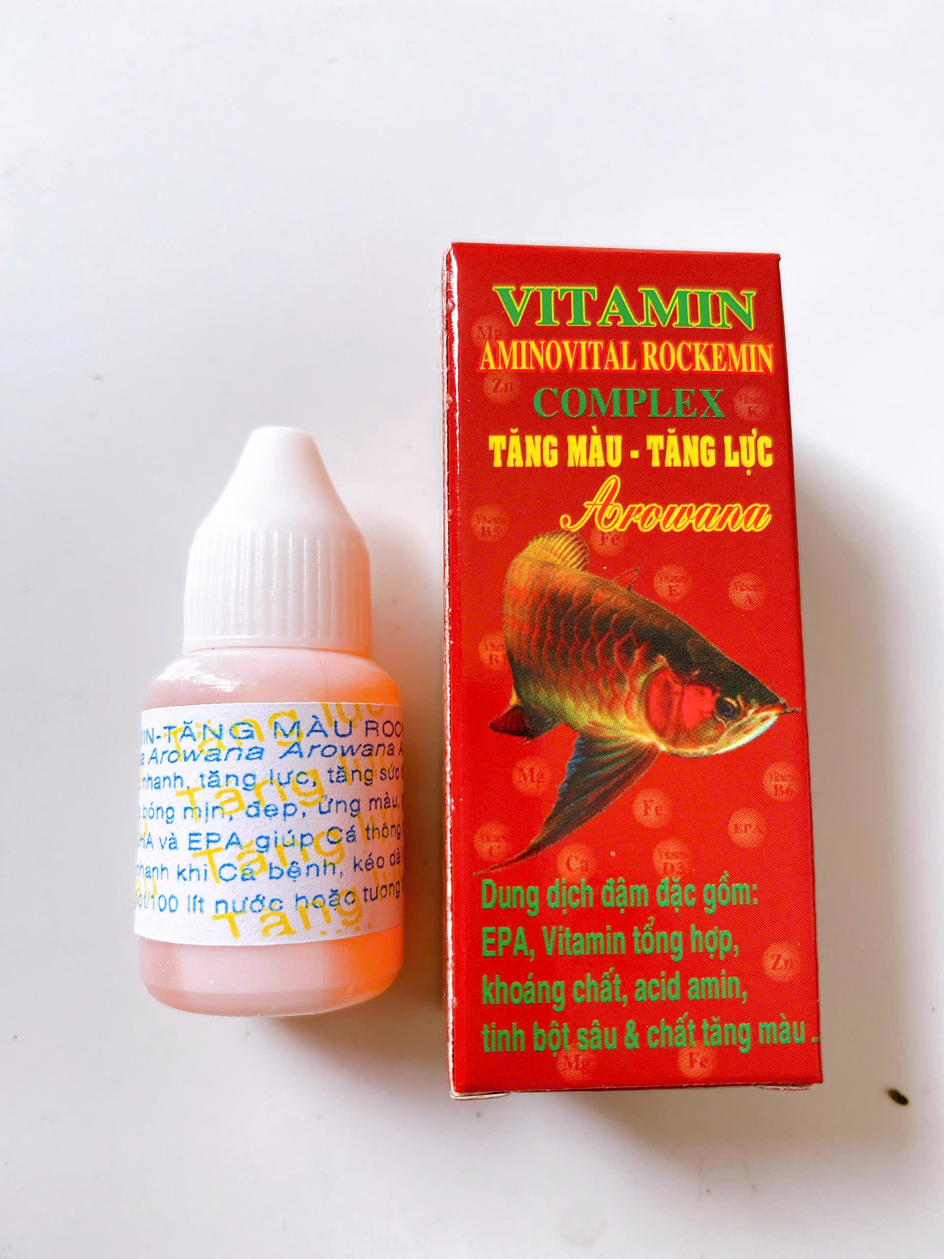 Vitamin Complex Increases Color, Increases Energy for Arowana Fish and Other Ornamental Fish Aminovital Rockemin