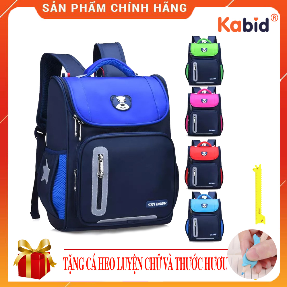 [HỖ TRỢ SHIP 15K] Cặp đi học - Balo học sinh chống gù dáng hộp BEAR BABY siêu nhẹ ,phản quang ,chống mưa  + Tặng cá heo viết chữ đẹp