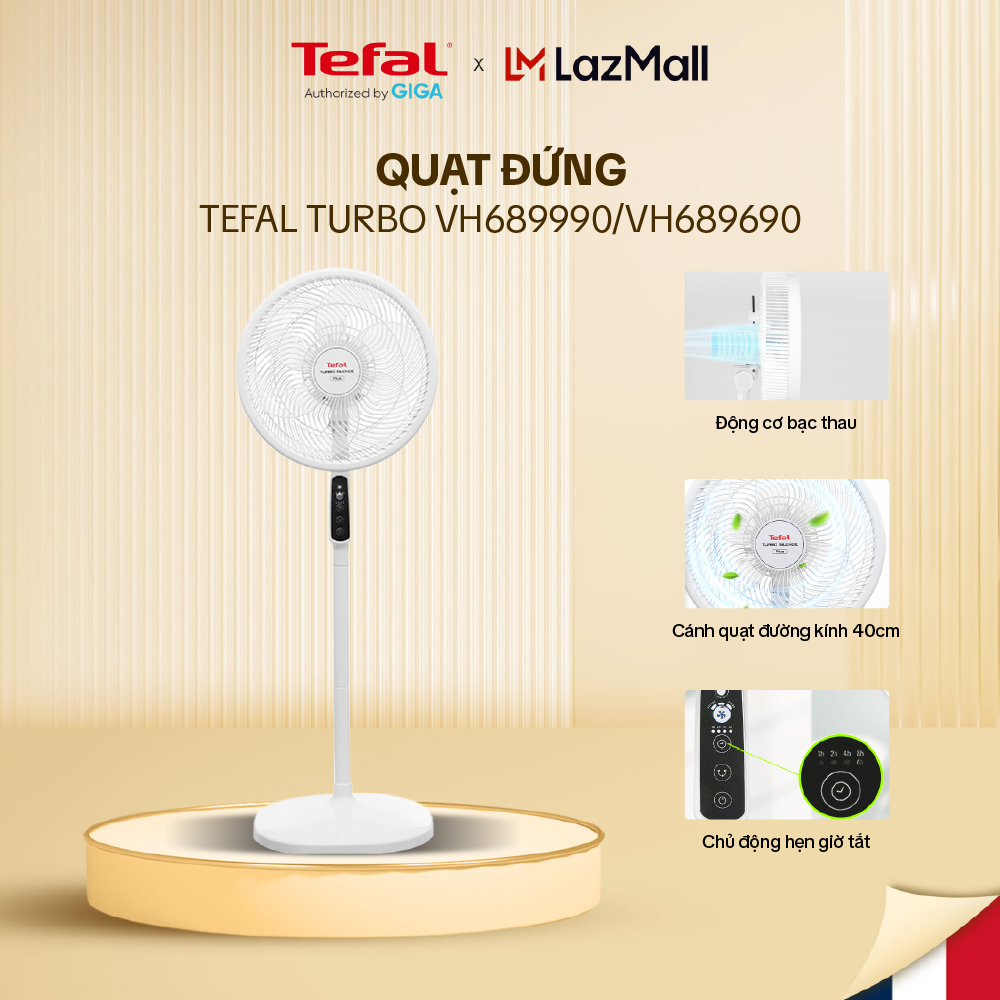 [SIÊU GIẢM GIÁ] Quạt đứng Tefal Turbo Silence Plus VH689990/VH689690 - 3 chế độ gió - Hẹn giờ 8 tiếng - Có remote điều khiển từ xa - BH24 tháng