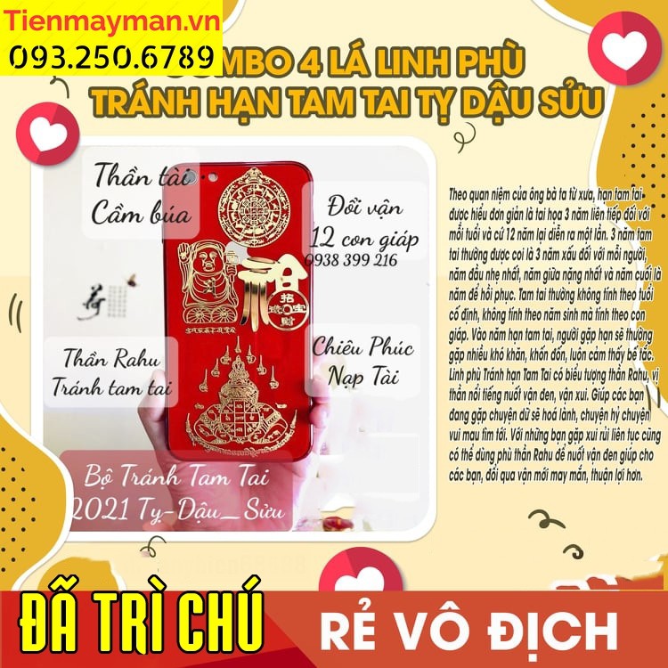 Combo 4 miếng dán điện thoại, linh phù tránh hạn tam tai tỵ dậu sửu, miếng dán điện thoại phong thuỷ ý nghĩa