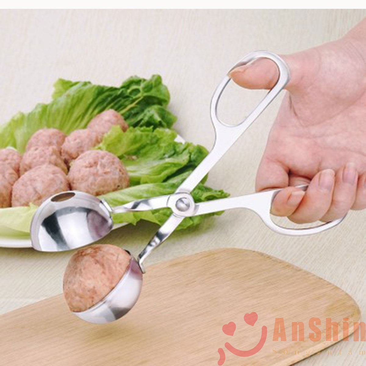Kẹp làm thịt, chả viên Inox 304 cao cấp - dụng cụ làm thịt viên