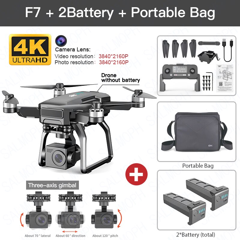Flycam SJRC F7 4K PRO  - Camera 4K gimbal 3 trục - 25 Phút - Max 3km