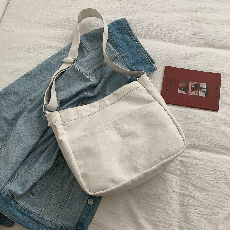 [HCM]Túi đeo vaiđeo chéo 2 hộp ngăn ngoài vải canvas - 2 HỘP