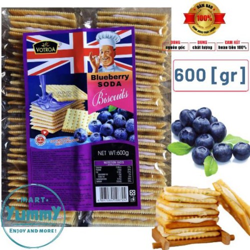 Bánh Quy Soda Kẹp Kem VOTROA Vị Việt Quất - Bánh VOTROA
