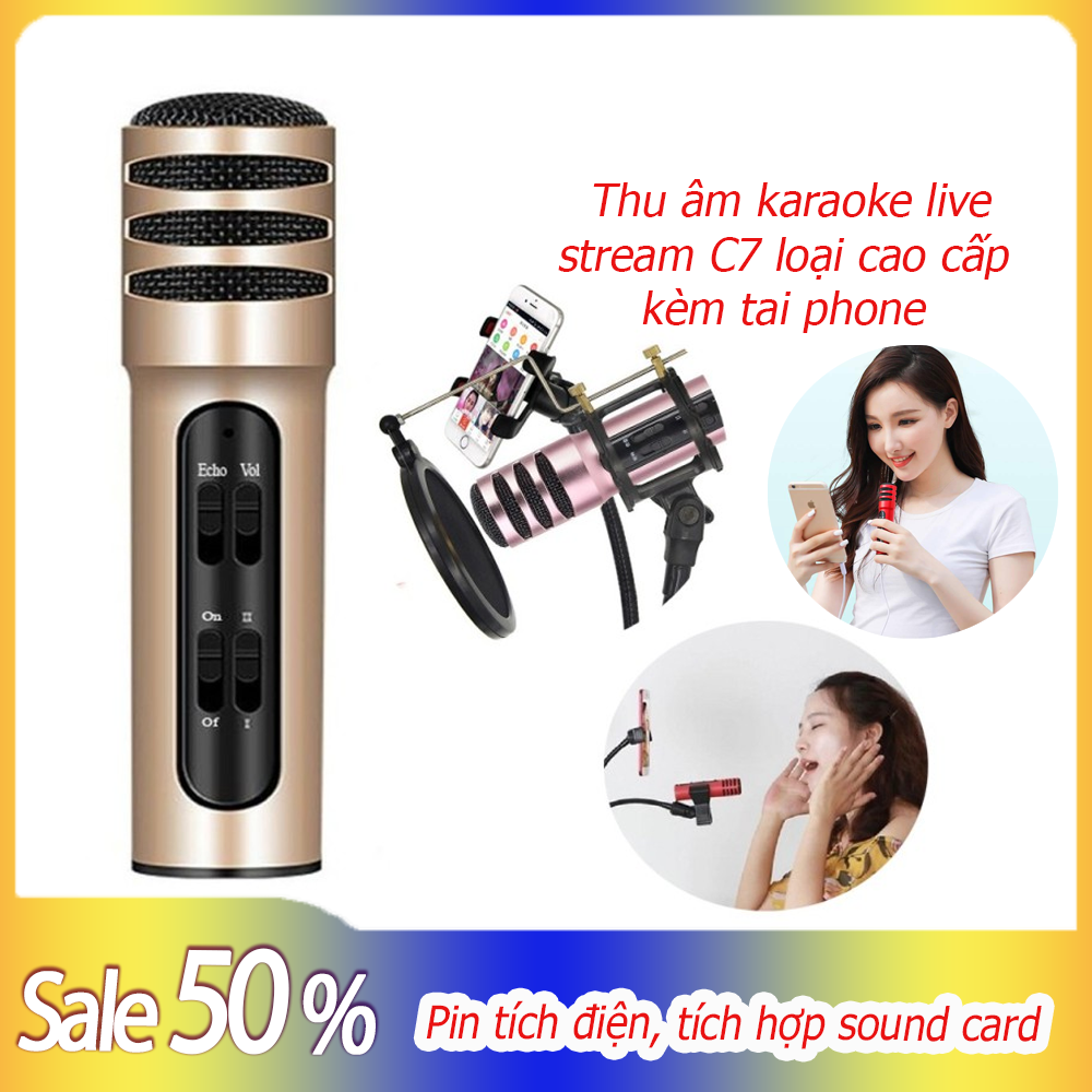 Mic hát karaoke, micro hát karaoke , Livestream trên điện thoại 3 in 1 - bộ micro thu âm livestream giá rẻ, đơn giản gọn nhẹ và dễ sử dụng