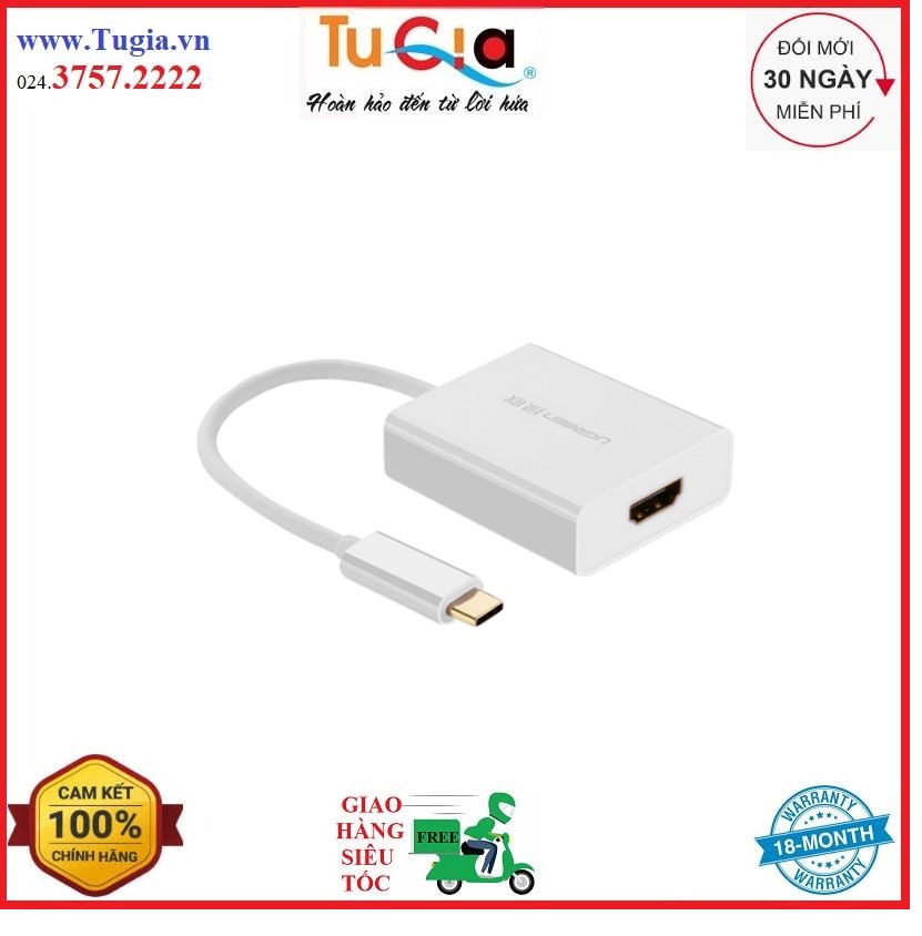 Cáp usb type-c to hdmi cao cấp hỗ trợ 4k*2k, 3d 20cm- ugreen 40273 hàng chính hãng
