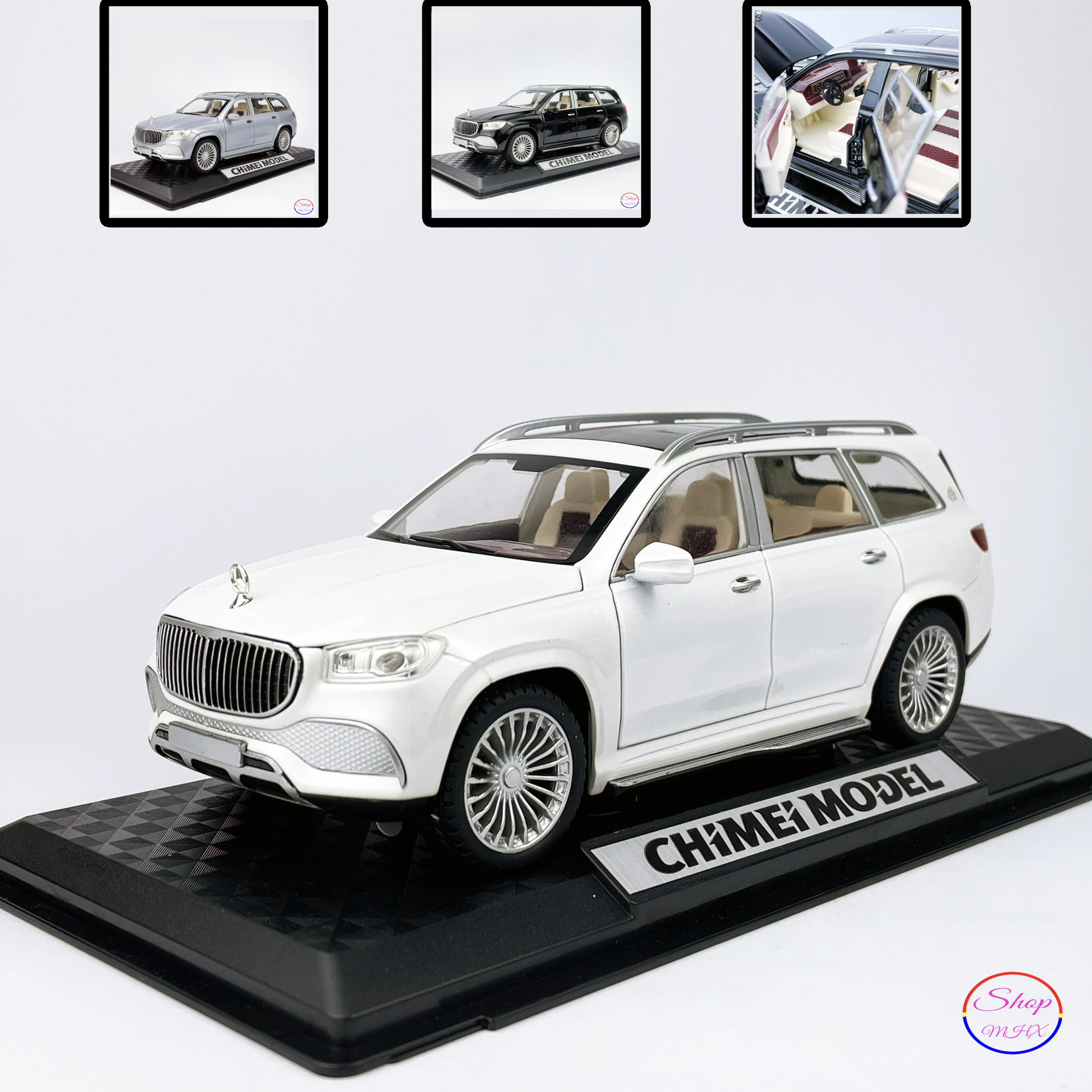 Xe mô hình sắt mercedes maybach gls600 tặng kèm biển số tỉ lệ 1:24 chimei