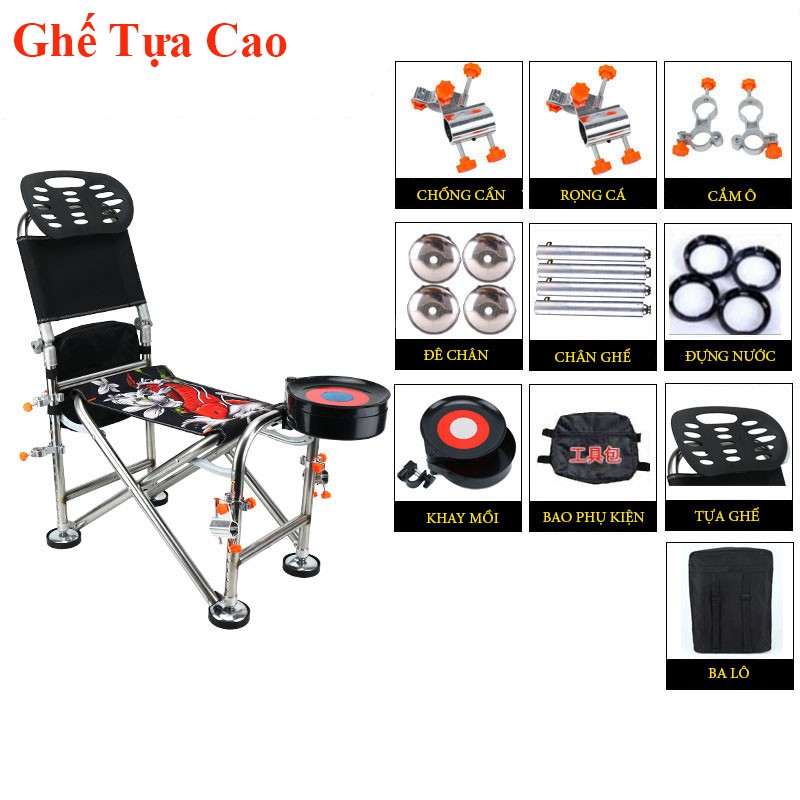 Ghế Câu Đài ghế câu cá địa hình full phụ kiện