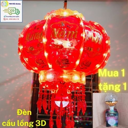 Mua 1 tặng 1 - Đèn Lồng Điện, Đèn Lồng LED 3D xoay 360