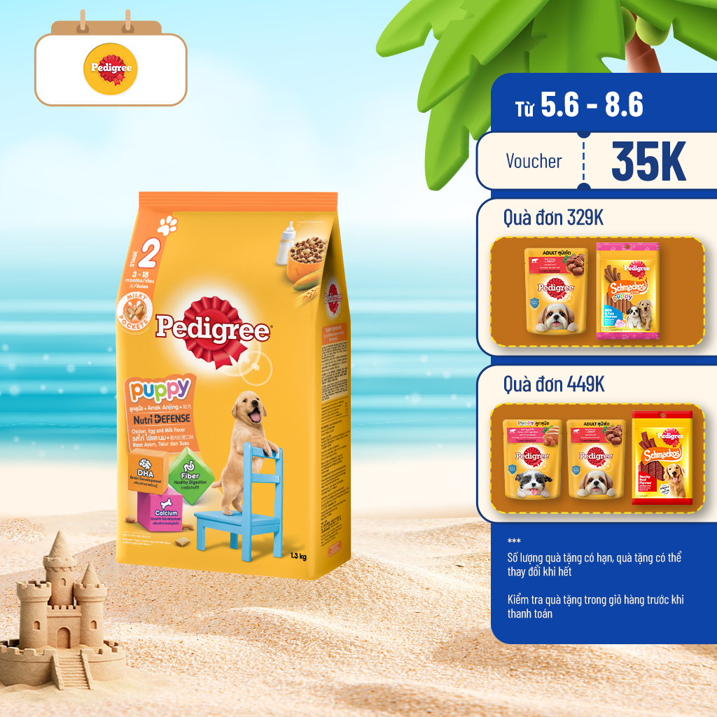 Thức Ăn Dạng Hạt Khô Cho Chó Con Pedigree Vị Gà, Trứng, Sữa