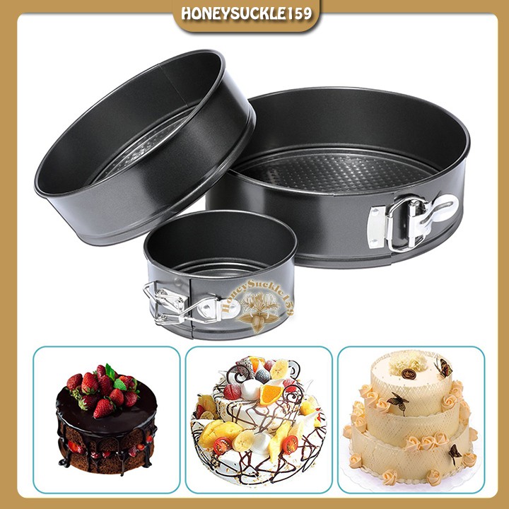 Combo 3 Khuôn Tròn Đế Rời Cài Khóa Chống Dính/Khuôn Tròn Springform Làm Bánh Mousse, Cheese cake 16cm/18cm/20cm