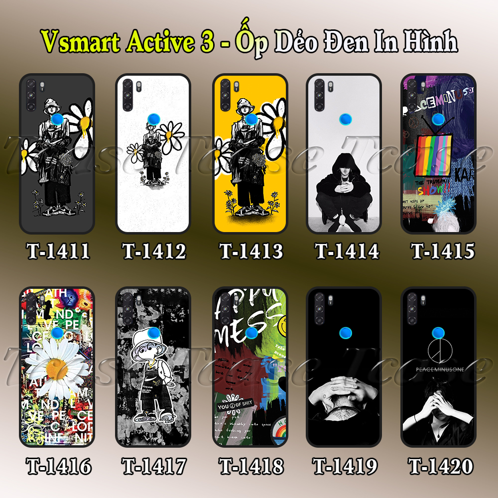 [HCM]Ốp lưng Vsmart Active 3 dẻo đen in hình Hoa Cúc G-Dragon