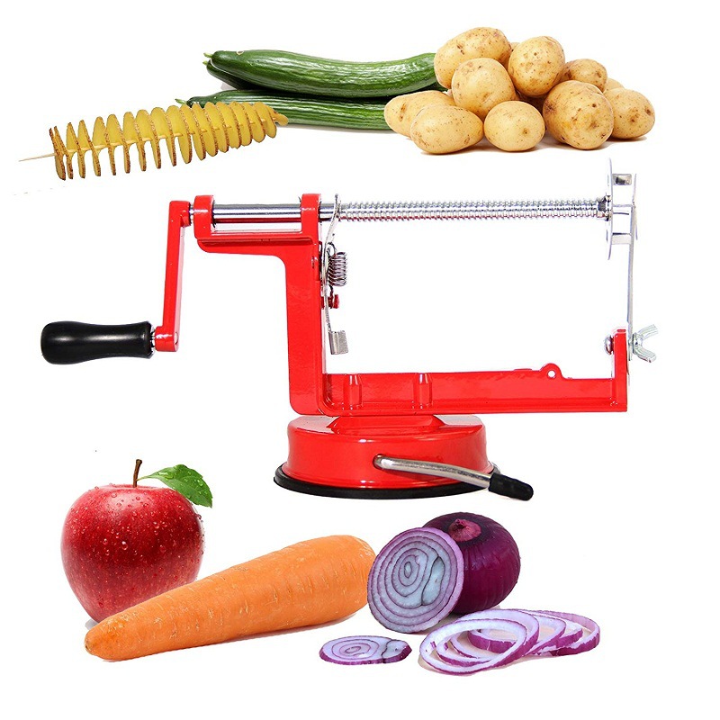 Máy làm khoai tây lốc xoáy, máy cắt gọt củ quả nhanh gọn
