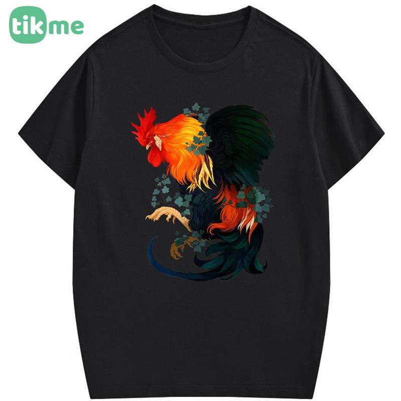 Áo phông nam nữ gà trống phú quý cực chất size XS-3XL 100% cotton