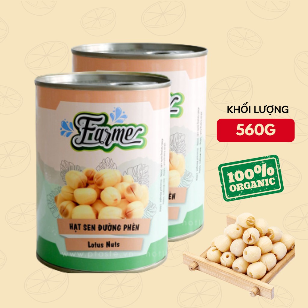 Hạt Sen Ngâm Đường phèn Đóng Lon Farmer Topping đồ uống Trà Sen vàng siêu ngon
