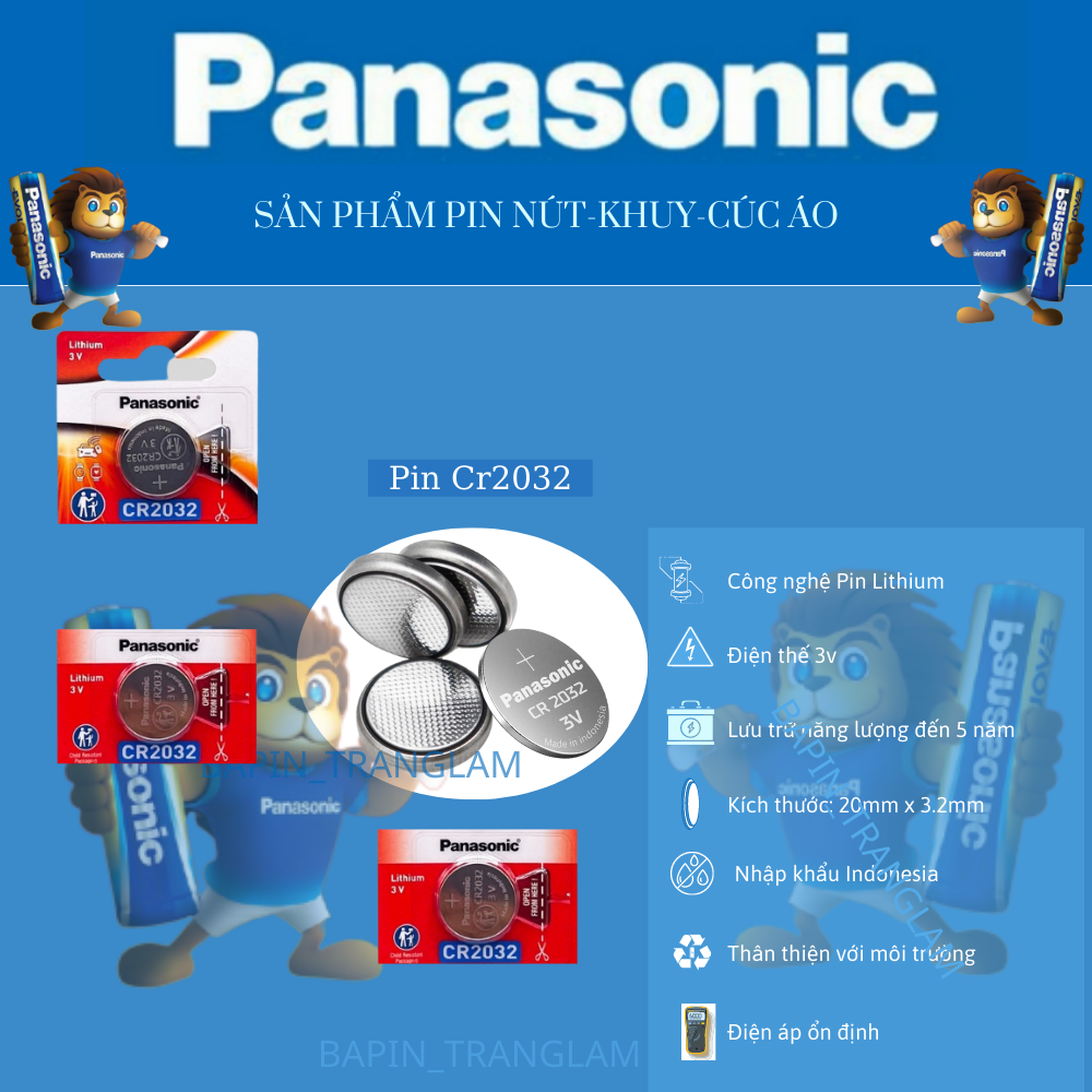 Pin điều khiển ô tô, Remote, máy thử đường huyết panasonic CR2032/ CR2025 Lithium 3v