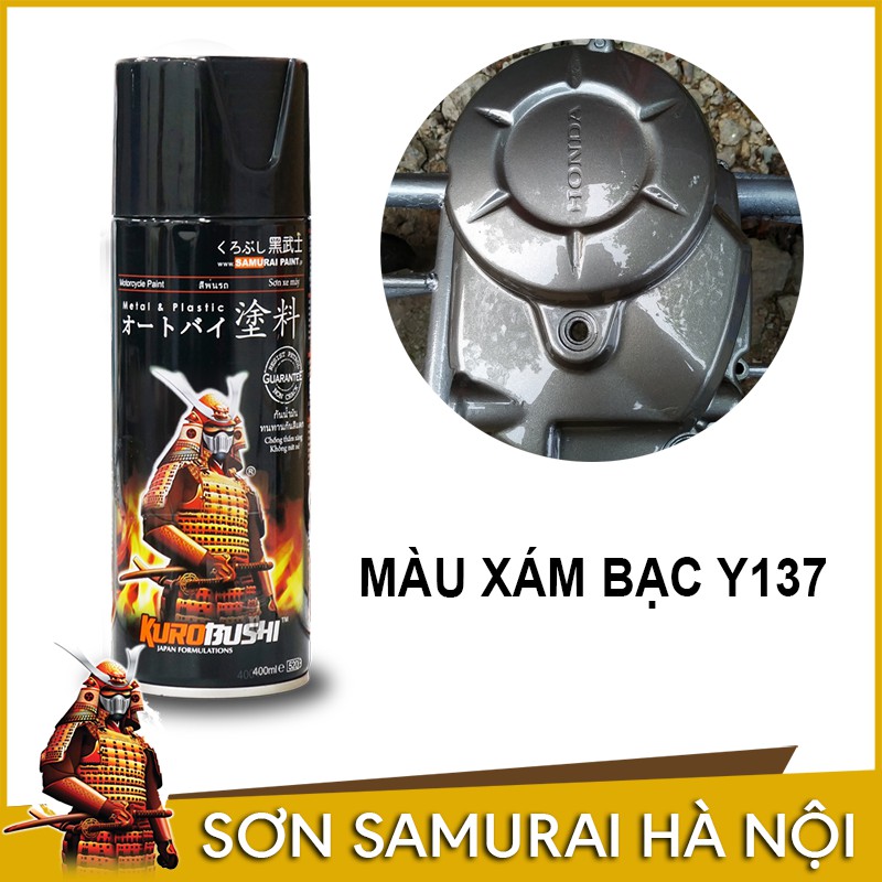 Sơn samurai màu xám - Combo sơn lốc máy màu xám bạc Y137  samurai