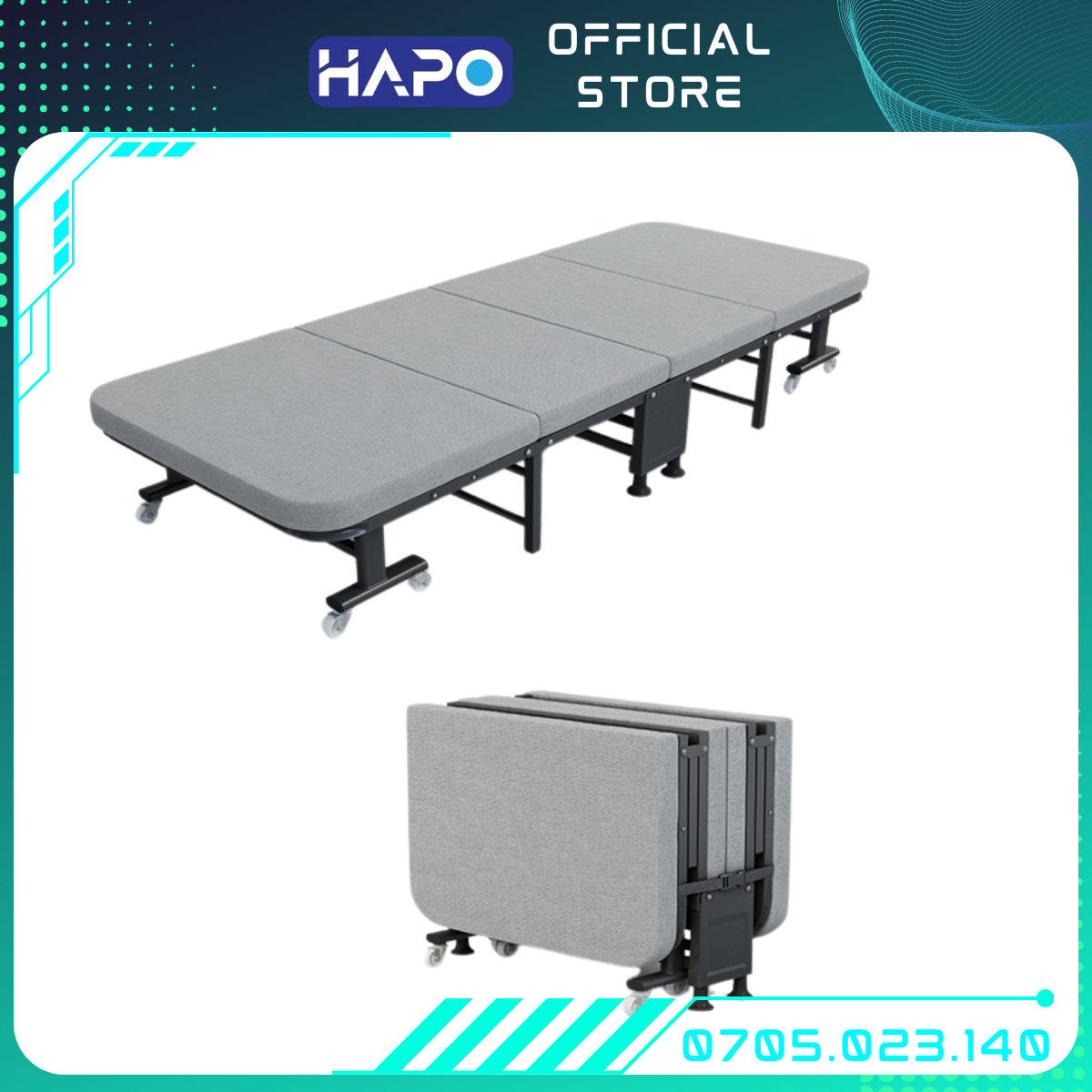 Giường nghỉ trưa văn phòng gấp gọn, Ghế xếp thông minh có bánh xe, Giường gấp sinh viên bệnh viện đa năng khung thép