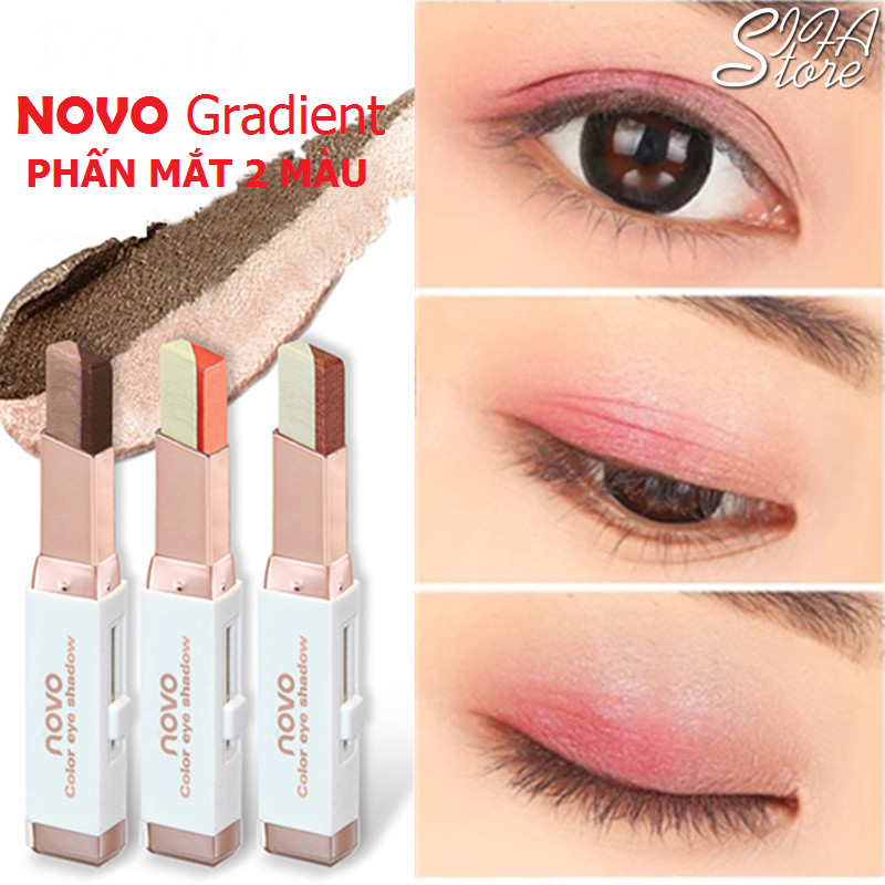 Thỏi Phấn Mắt Trang Điểm 2 Màu Tiện Dụng Chống Thấm Lâu Trôi Novo Gradient