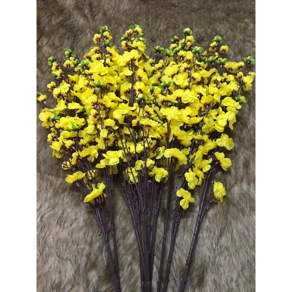 [Siêu đẹp] Combo 10 Cành Hoa Đào Hoa Mai Giả Trang Trí Tết, cành hoa đào, hoa mai trang trí.