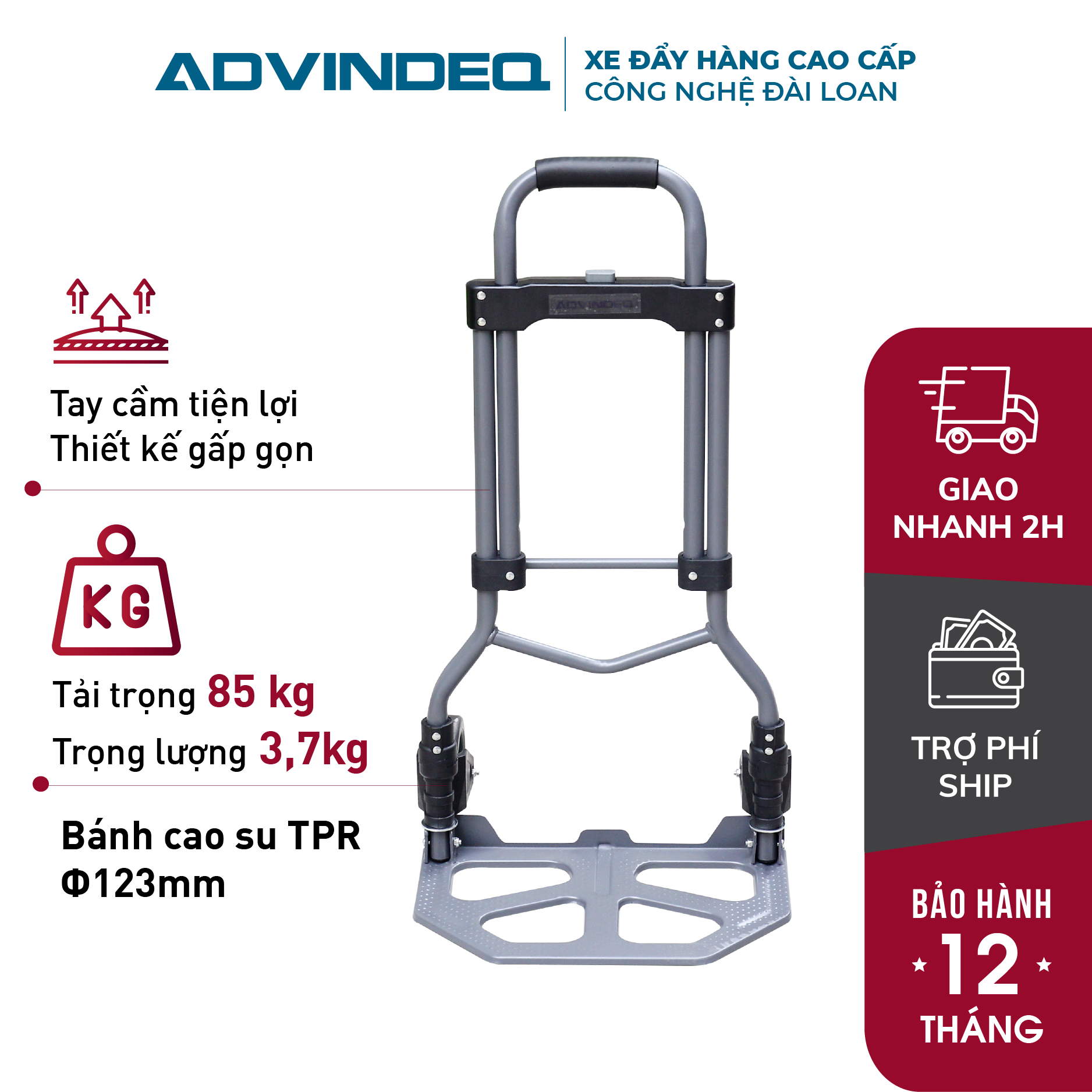 Xe đẩy hàng 2 bánh rút gọn ADVINDEQ TL-85C( tải trọng 85kg)