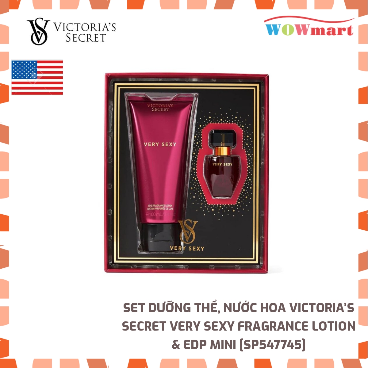 Set dưỡng thể, nước hoa Victoria’s Secret Very Sexy Fragrance Lotion &amp; EDP Mini