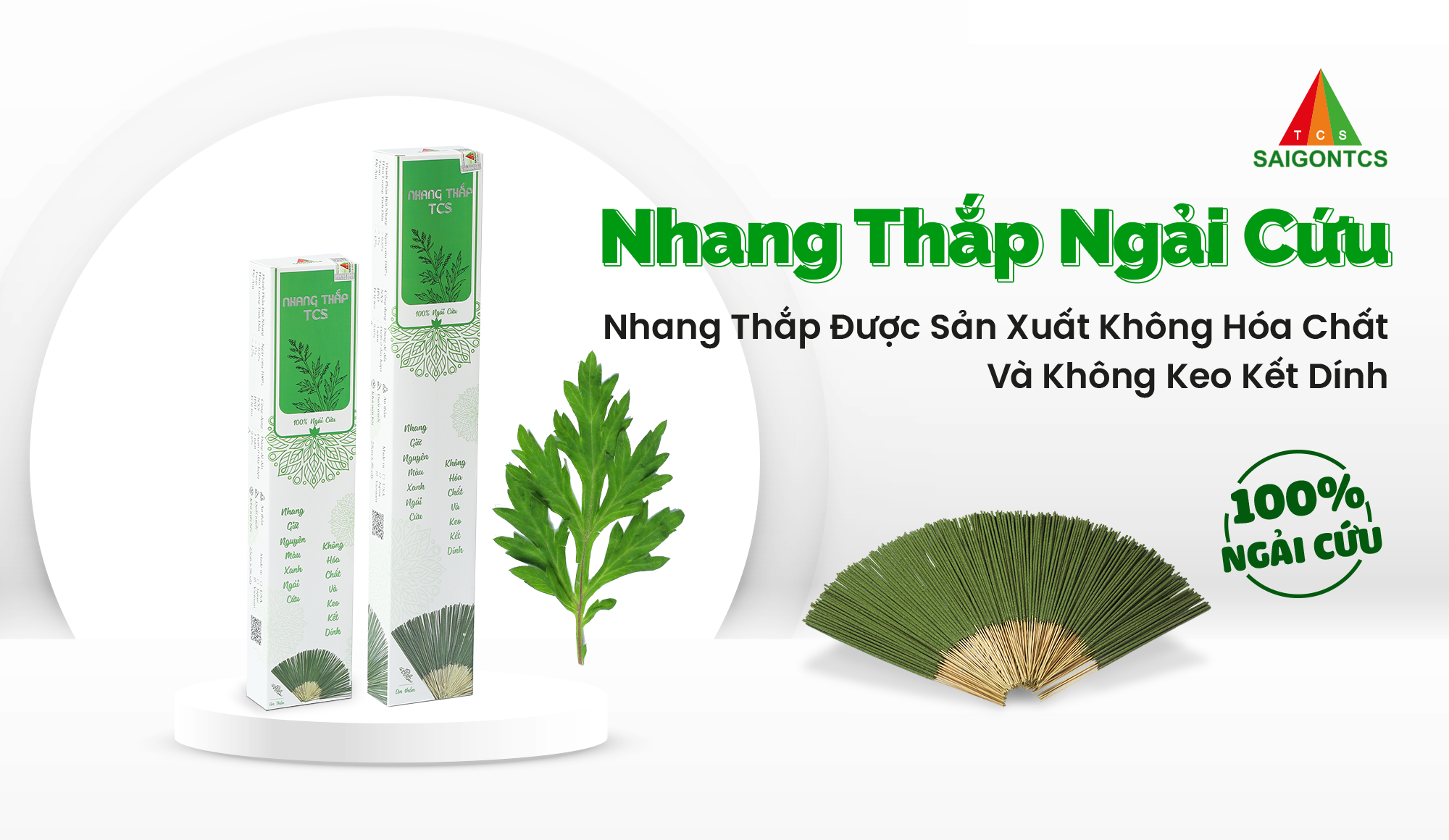 NHANG - HƯƠNG NGẢI CỨU  23cm - SÀI GÒN TCS   - NHANG THẮP NGẢI CỨU  ĐƯỢC LÀM 100% TỪ CÂY NGẢI CỨU - Không keo kết dính