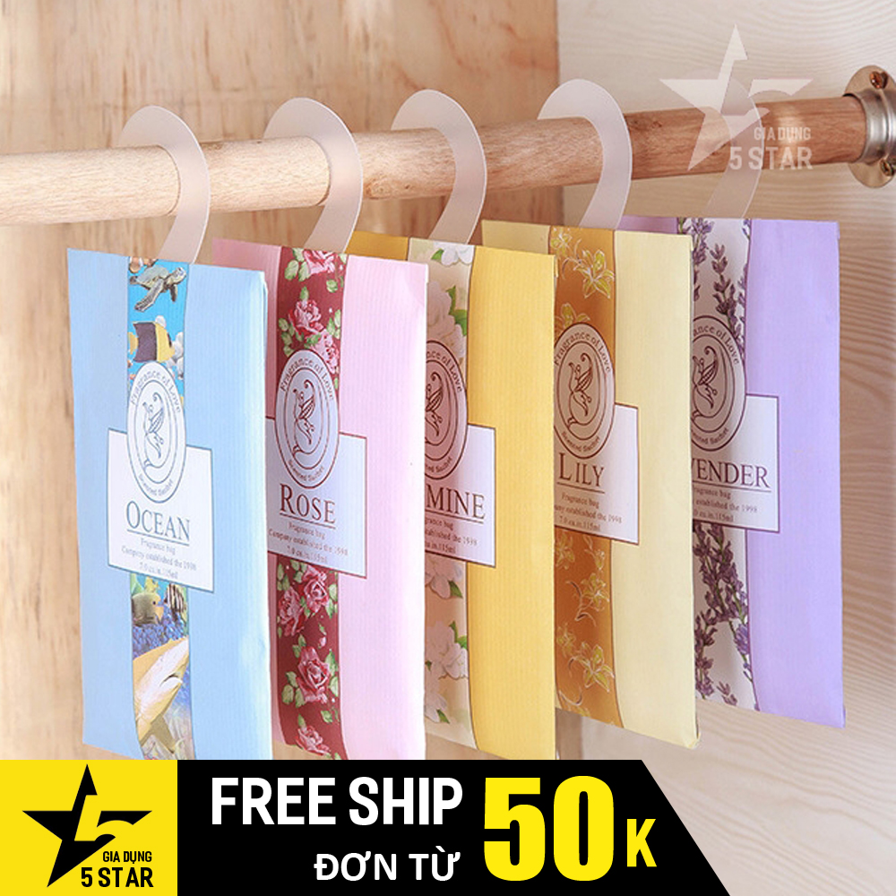 Combo 2 Túi thơm thảo mộc treo tủ quần áo, treo trong phòng, treo xe ô tô chất liệu thiên nhiên dễ chịu, 6 mùi hương khác nhau 5STAR