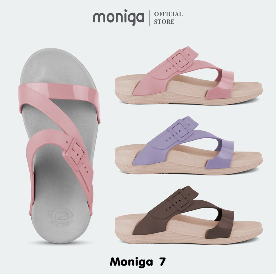 Dép Thái Lan Nữ Quai Chéo MONOBO MONIGA 7 Nhập khẩu Chính Hãng - Xám Quai Hồng