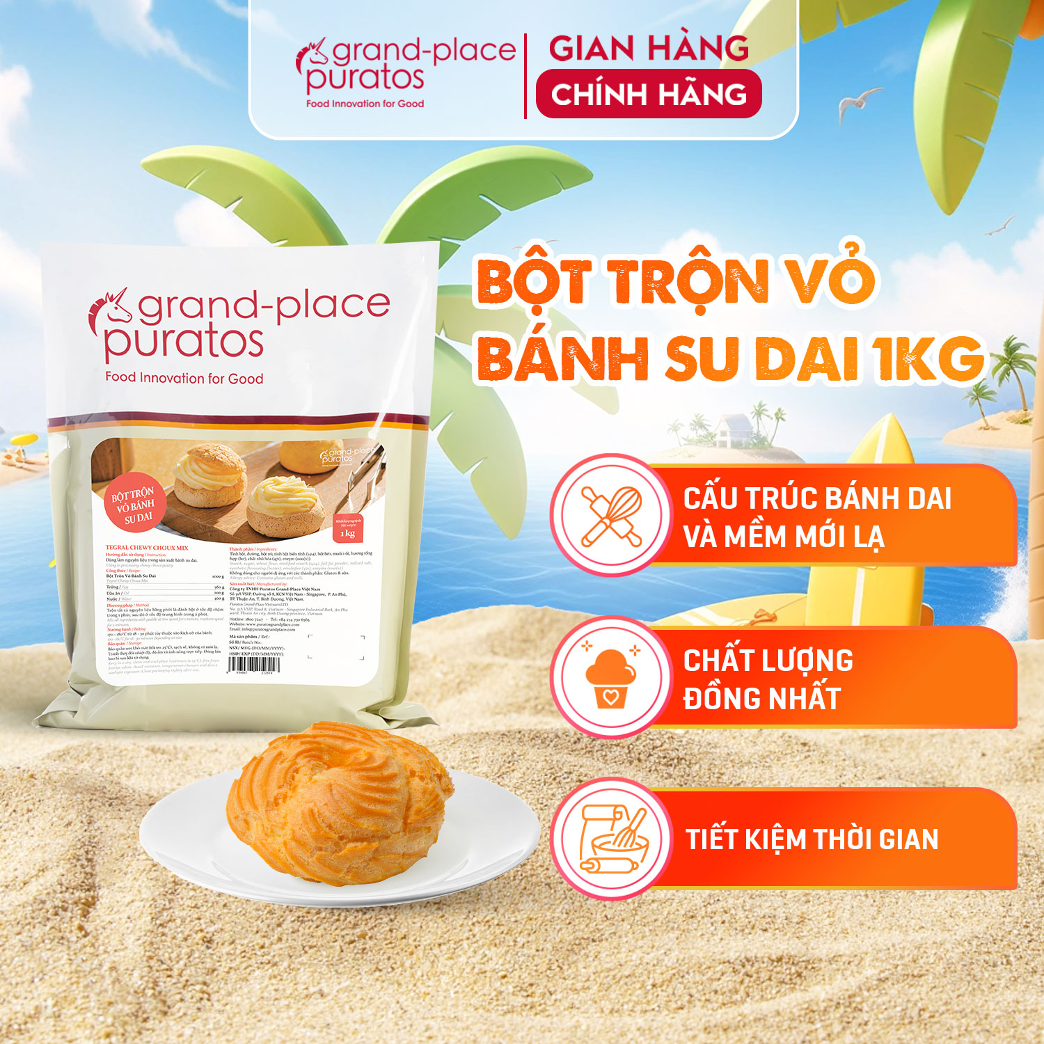 Bột trộn vỏ bánh su dai puratos grand-place vn-1kg-im-tegr-34