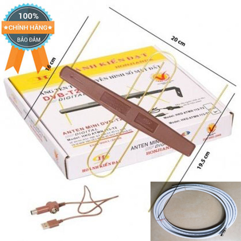 [HCM]Anten (ăng ten) khếch đại DVB T2 Hoành Kiến Đạt + dây cấp nguồn 5V